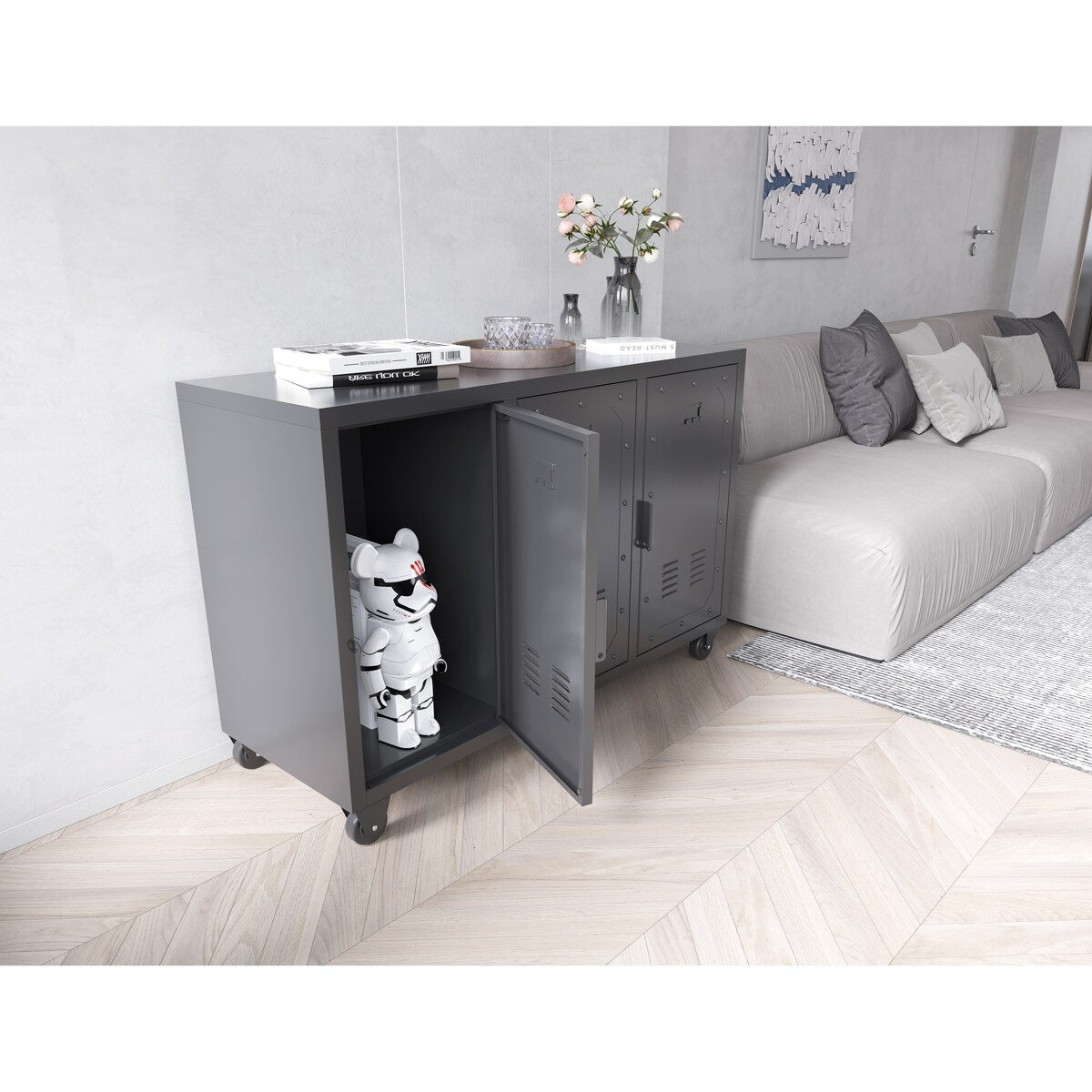 Metal 3-door locker Mobile File Cabinet
