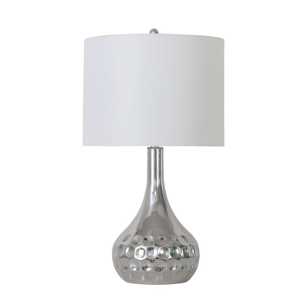 Metal 30" Tear Drop Table Lamp, Silver