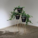 Metal 31" 3Tier Planter, Black/Gold, Novelty, 31"H, - 16" x 15" x 31"