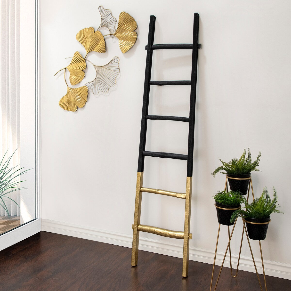 Metal 31" 3Tier Planter, Black/Gold, Novelty, 31"H, - 16" x 15" x 31"