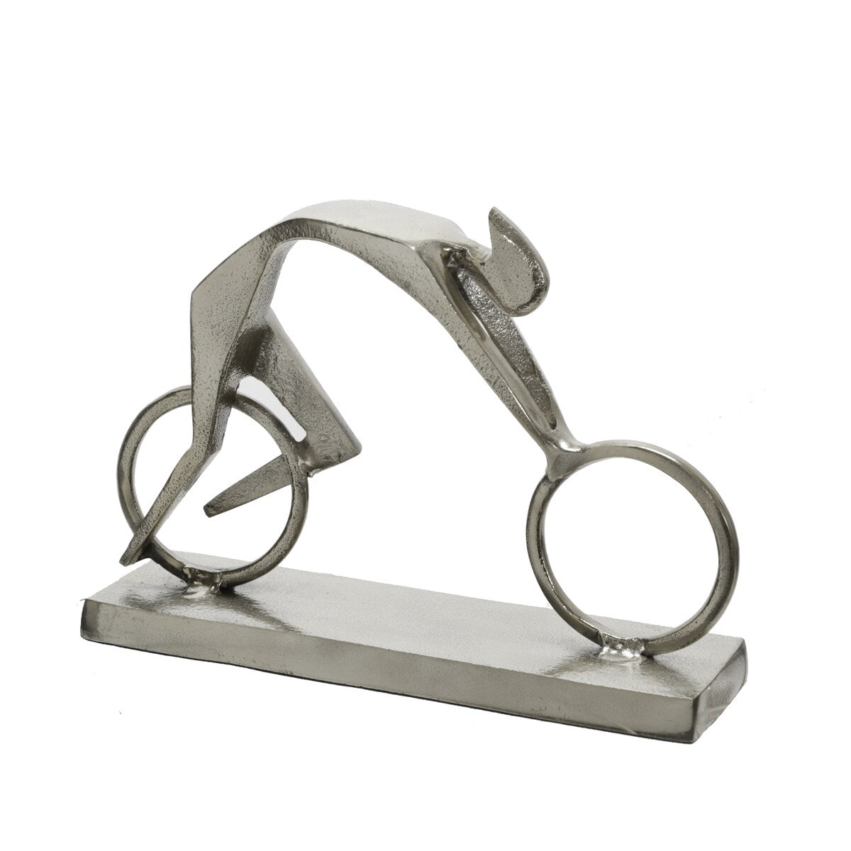 Metal 9"h Racing Man, Silver 7.75"H - 11.0" x 3.0" x 7.75"