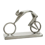 Metal 9"h Racing Man, Silver 7.75"H - 11.0" x 3.0" x 7.75"