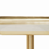 Metal Accent Table with Marble Base and Octagonal Tray Top, Gold and Gray