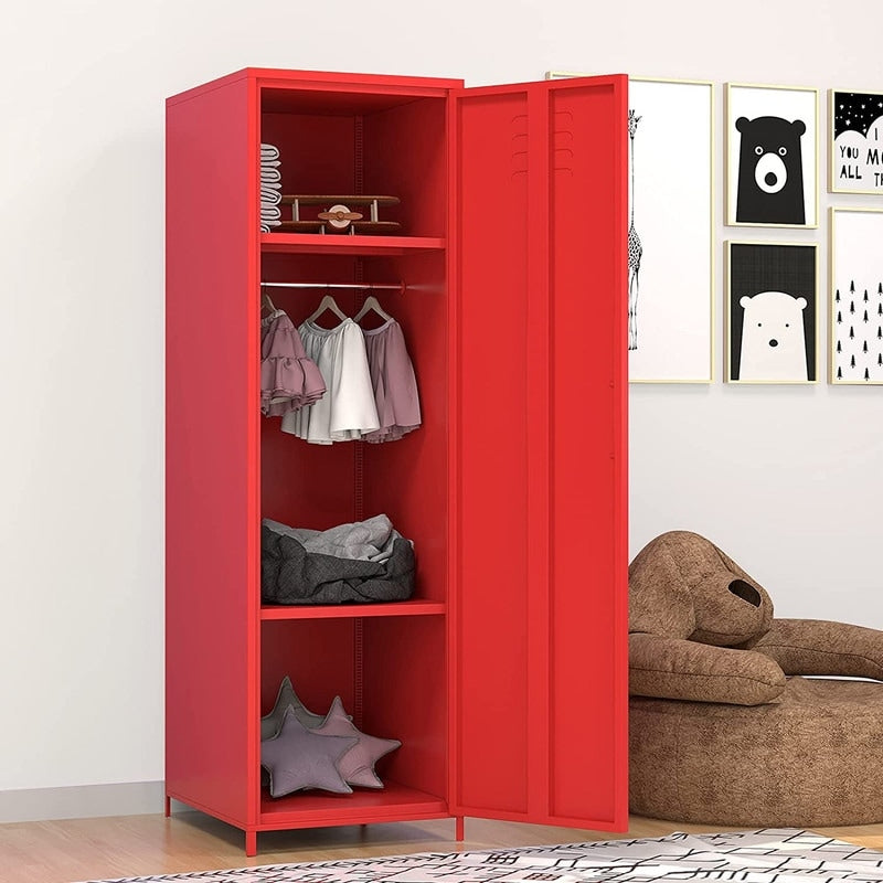 Metal Armoires Locker Cabinet for Kid with Hanging Rod and Shelves