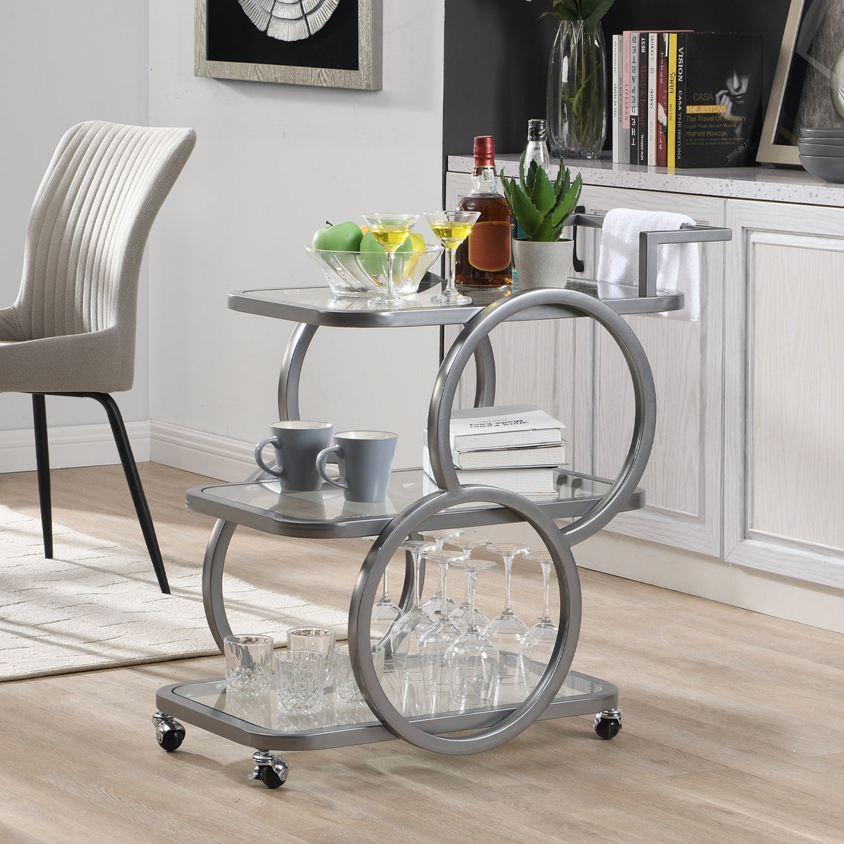 Metal Bar Cart Silver Bar Carts for the Home