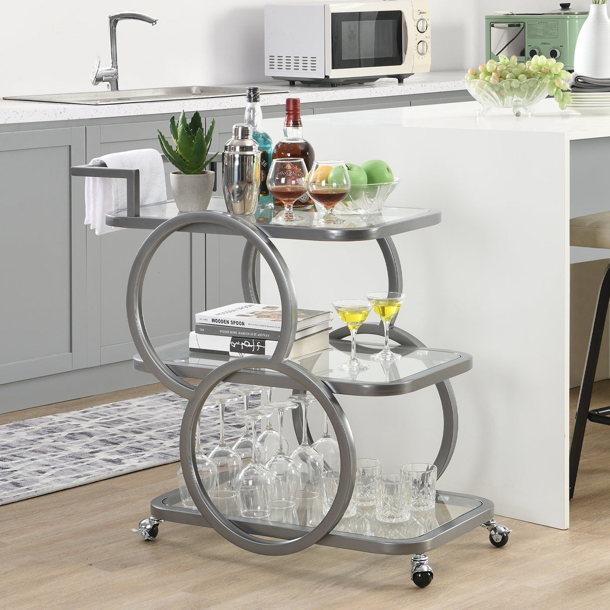 Metal Bar Cart Silver Bar Carts for the Home