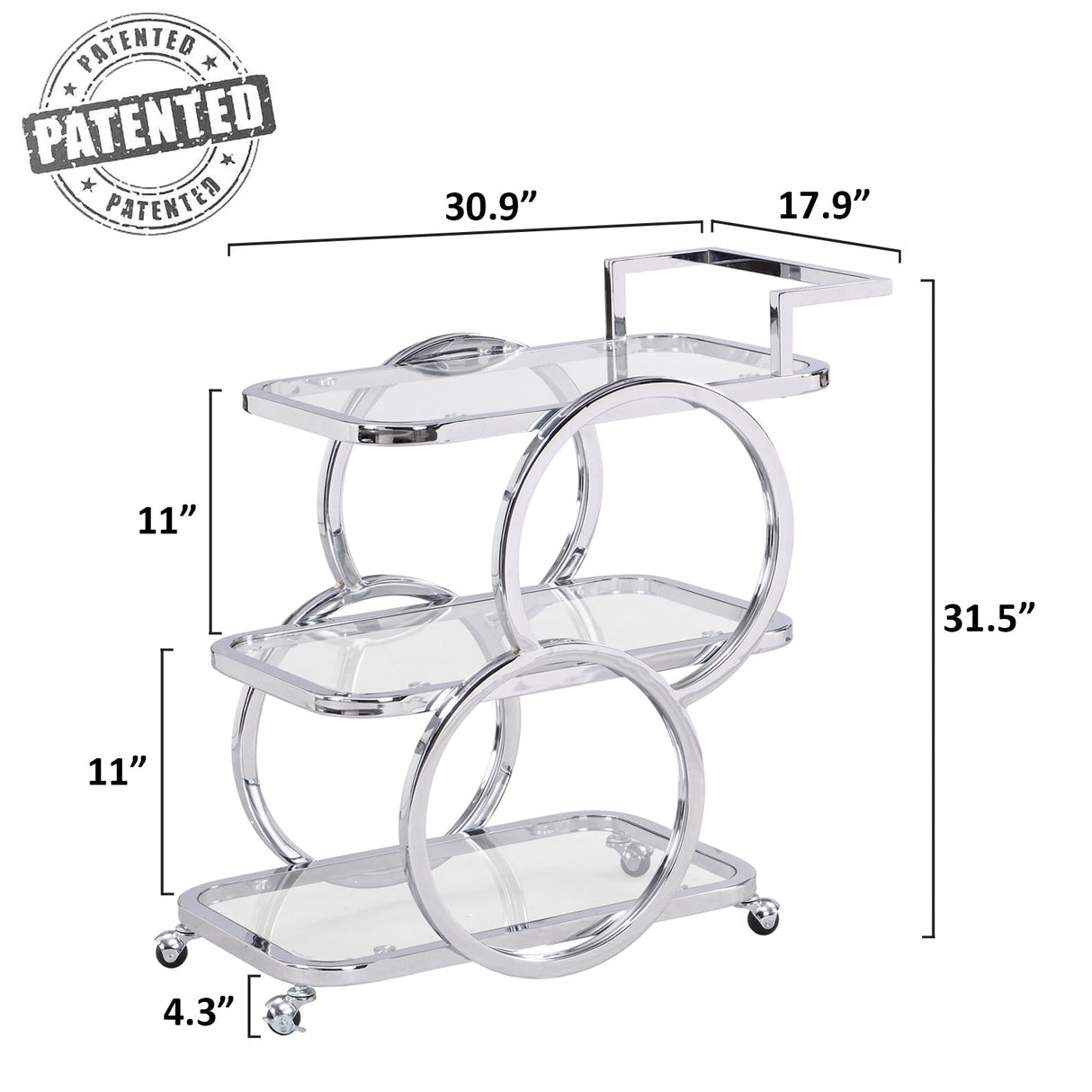 Metal Bar Cart Silver Bar Carts for the Home