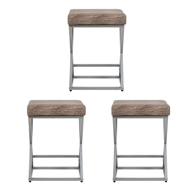 Metal Bar Stool with Footrest(set of 3)