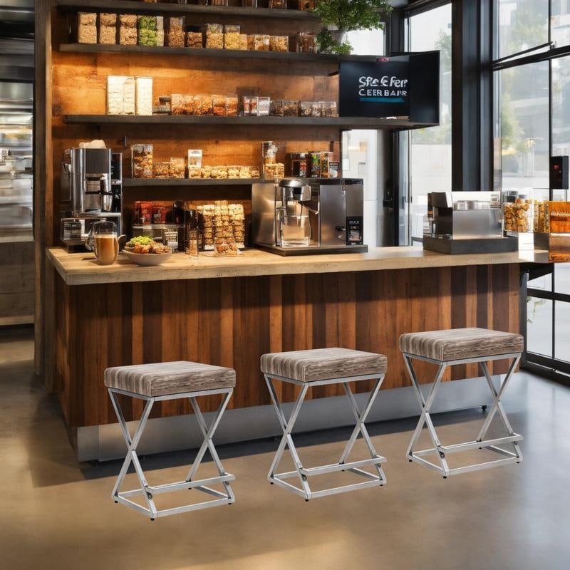 Metal Bar Stool with Footrest(set of 3)