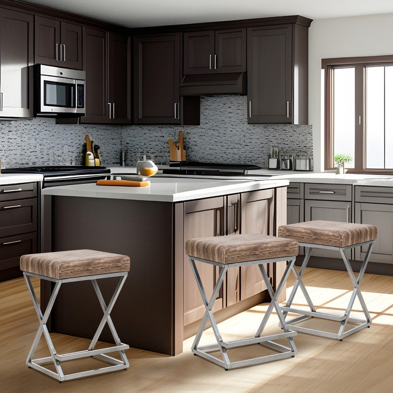 Metal Bar Stool with Footrest(set of 3)