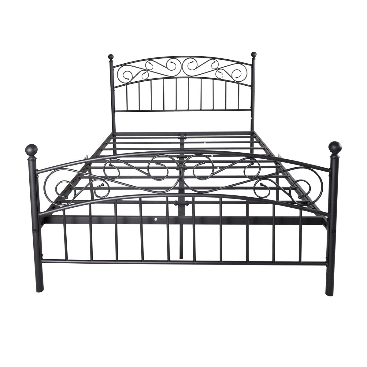 Metal Bed Frame Platform Mattress Foundation With Headboard And Footrest, Heavy Duty,Queen Black 59.84X25.20X3.94In