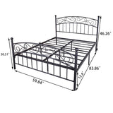 Metal Bed Frame Platform Mattress Foundation With Headboard And Footrest, Heavy Duty,Queen Black 59.84X25.20X3.94In