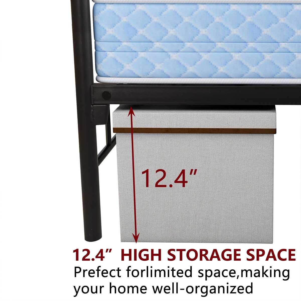 Metal Bed Frame Platform Mattress Foundation With Headboard And Footrest, Heavy Duty,Queen Black 59.84X25.20X3.94In