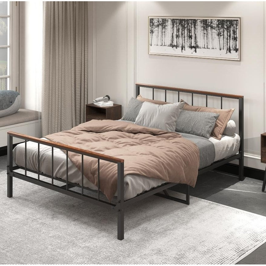 Metal Bed Frame with Headboard and Footboard