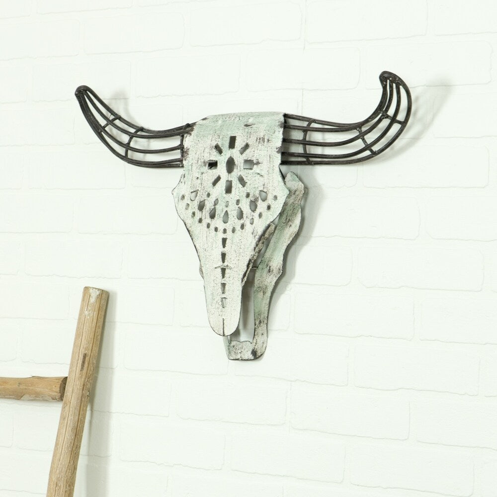 Metal Bull Animal Head Wall Decor - 16"H x 23"W x 3.5"D