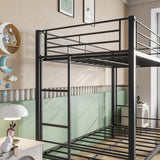 Metal Bunk Bed Twin Over Twin Heavy Duty with shelf and Slatted Support