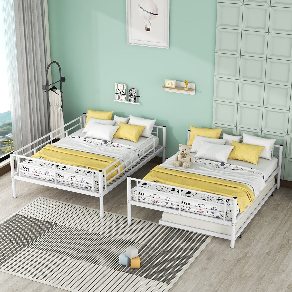 Metal Bunk Bed with Trundle