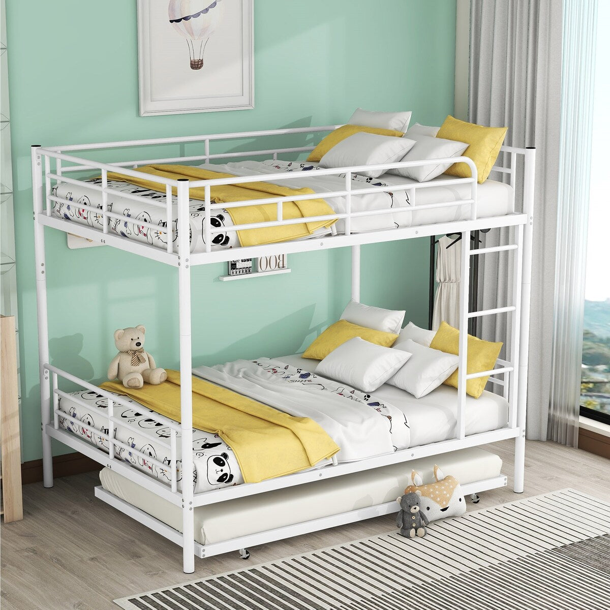 Metal Bunk Bed with Trundle