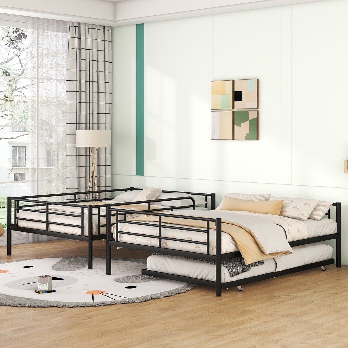 Metal Bunk Bed with Trundle