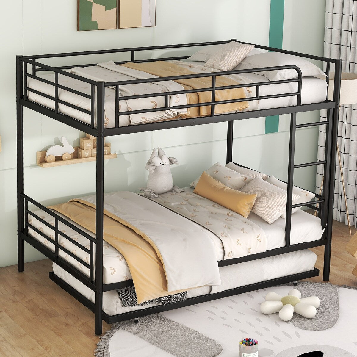 Metal Bunk Bed with Trundle