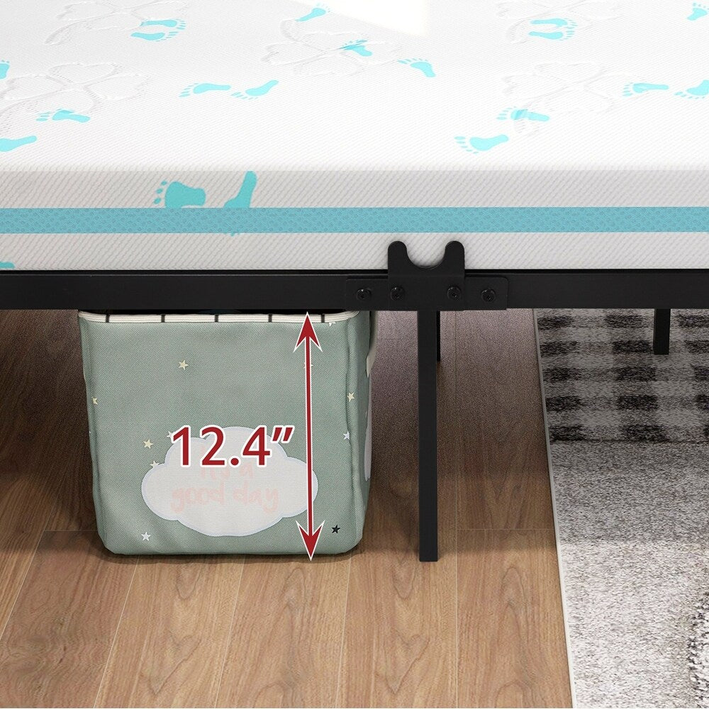 Metal Canopy Bed Frame with Ornate European Style Headboard & Footboard Sturdy Steel Perfectly Fits Your Mattress Easy Assembly