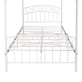 Metal Canopy Bed Frame with Ornate European Style Headboard & Footboard Sturdy Steel Perfectly Fits Your Mattress Easy Assembly