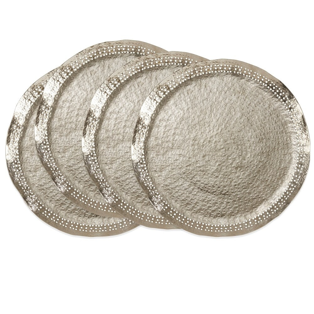 Metal Charger Plates With Hole Punched Design (Set of 4)
