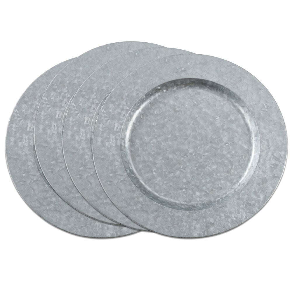 Metal Charger Plates With Polished Galvanized Finish (Set of 4)