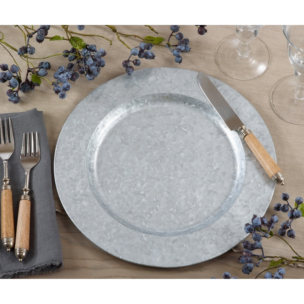 Metal Charger Plates With Polished Galvanized Finish (Set of 4)