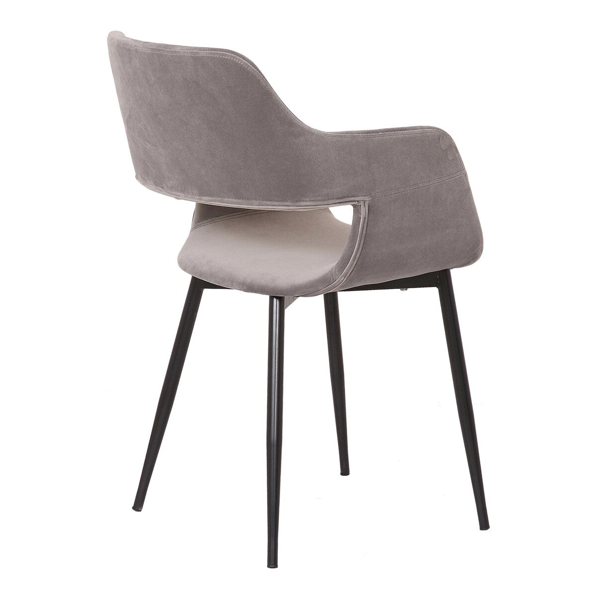 Metal Dining Accent Chair with Open Back, Gray and Black