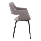 Metal Dining Accent Chair with Open Back, Gray and Black