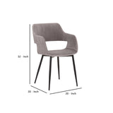 Metal Dining Accent Chair with Open Back, Gray and Black