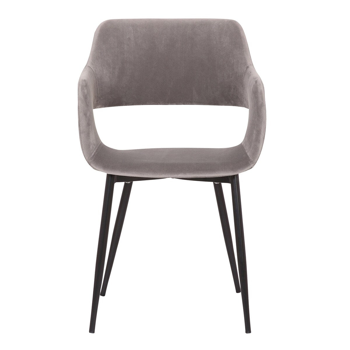 Metal Dining Accent Chair with Open Back, Gray and Black