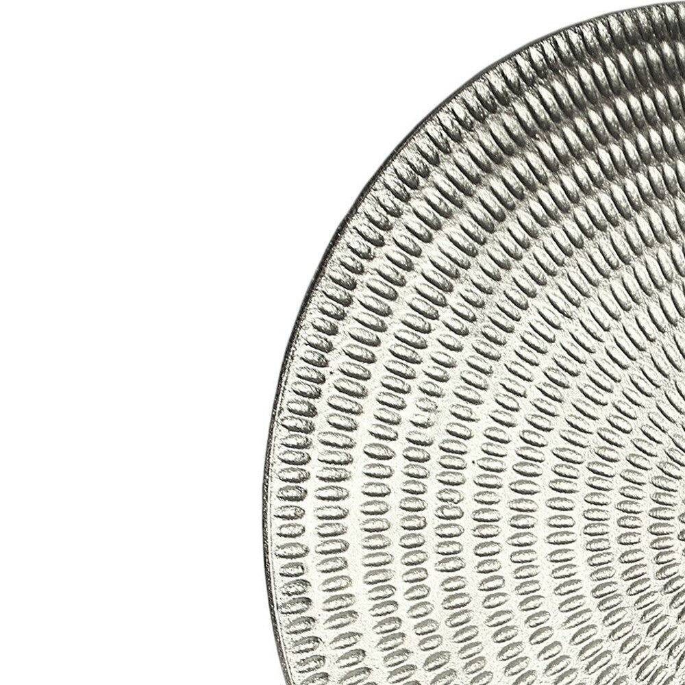Metal Disc Table Decor with Textured Details, Silver