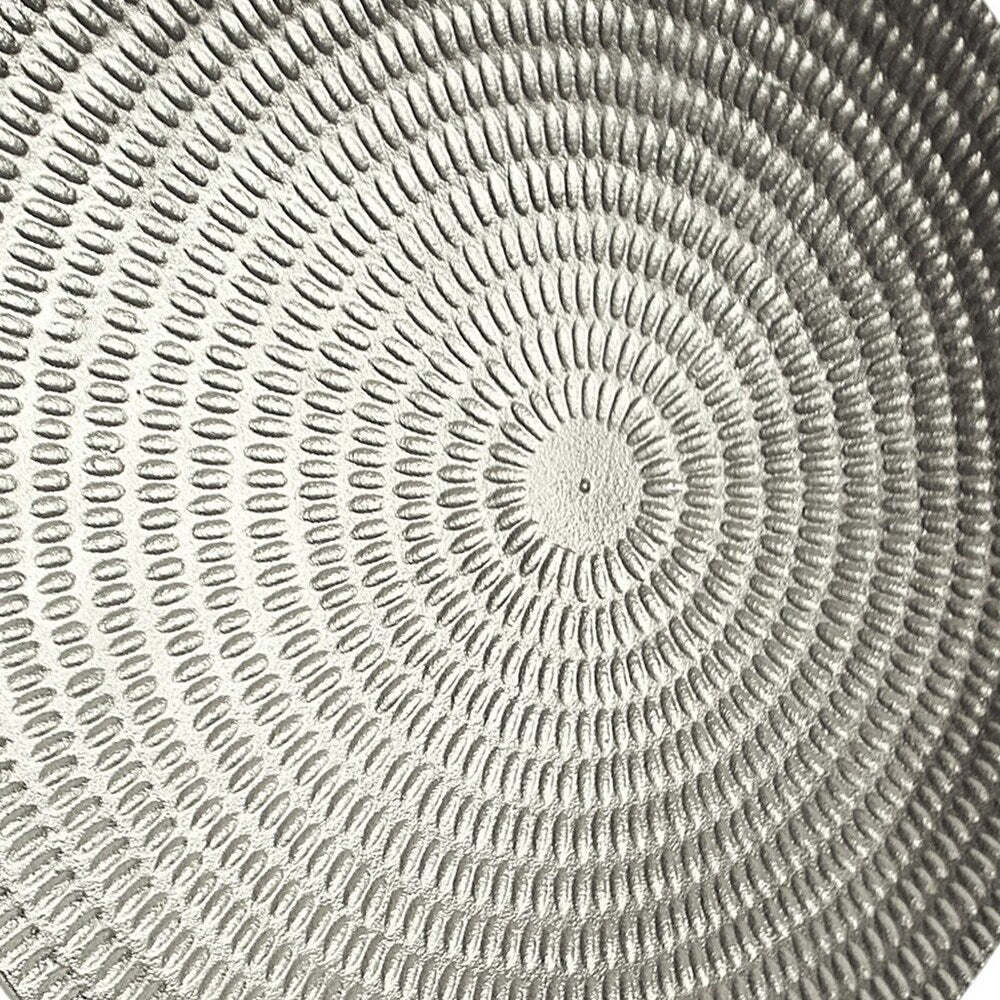 Metal Disc Table Decor with Textured Details, Silver