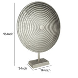 Metal Disc Table Decor with Textured Details, Silver
