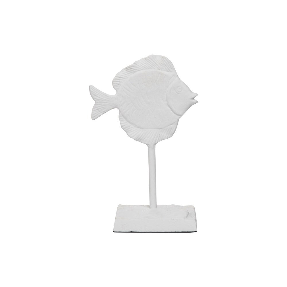 Metal Fish On Stand White