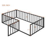Metal Floor Bed Frame with Fence and Door