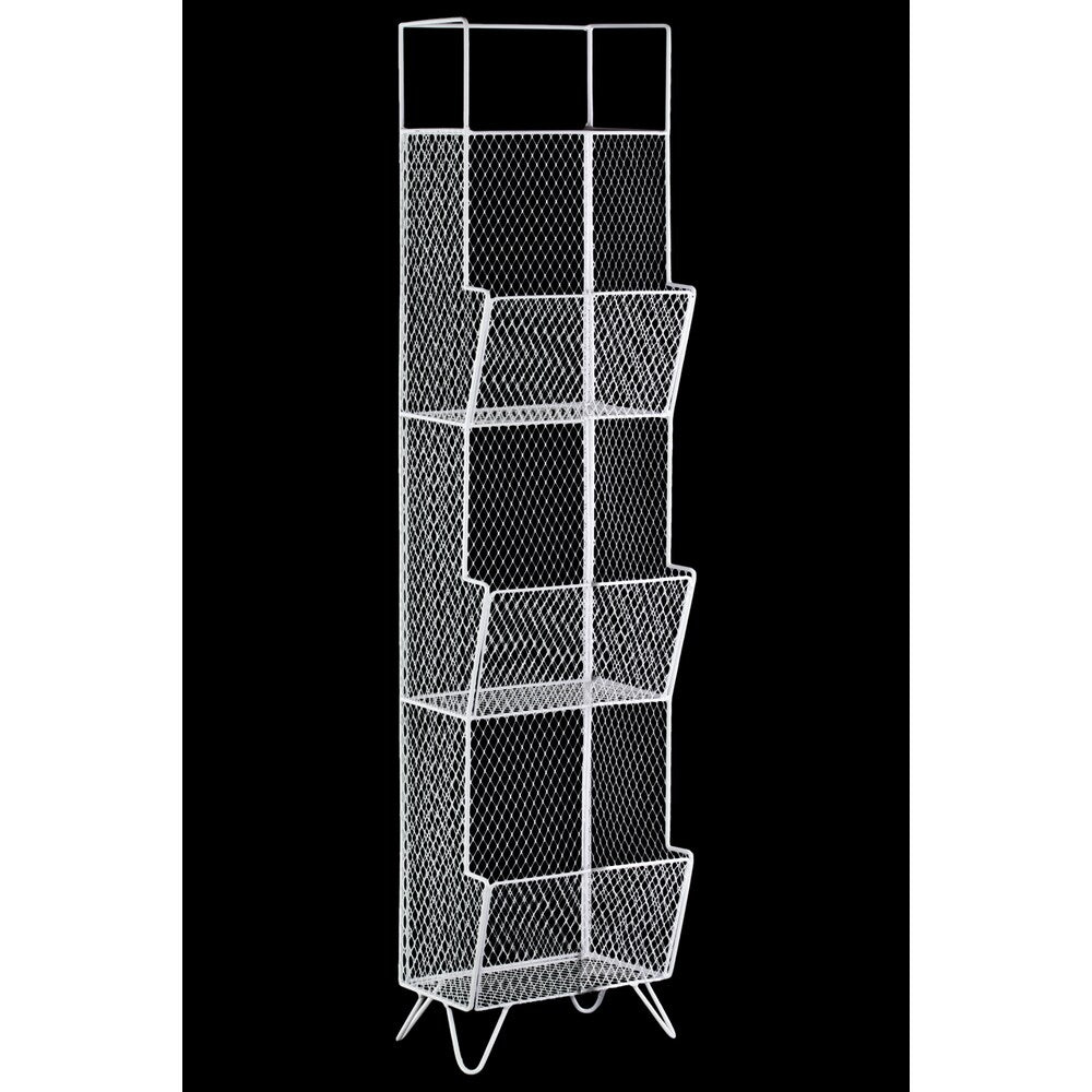 Metal Gloss White Mesh 4-tier Floor Shelf