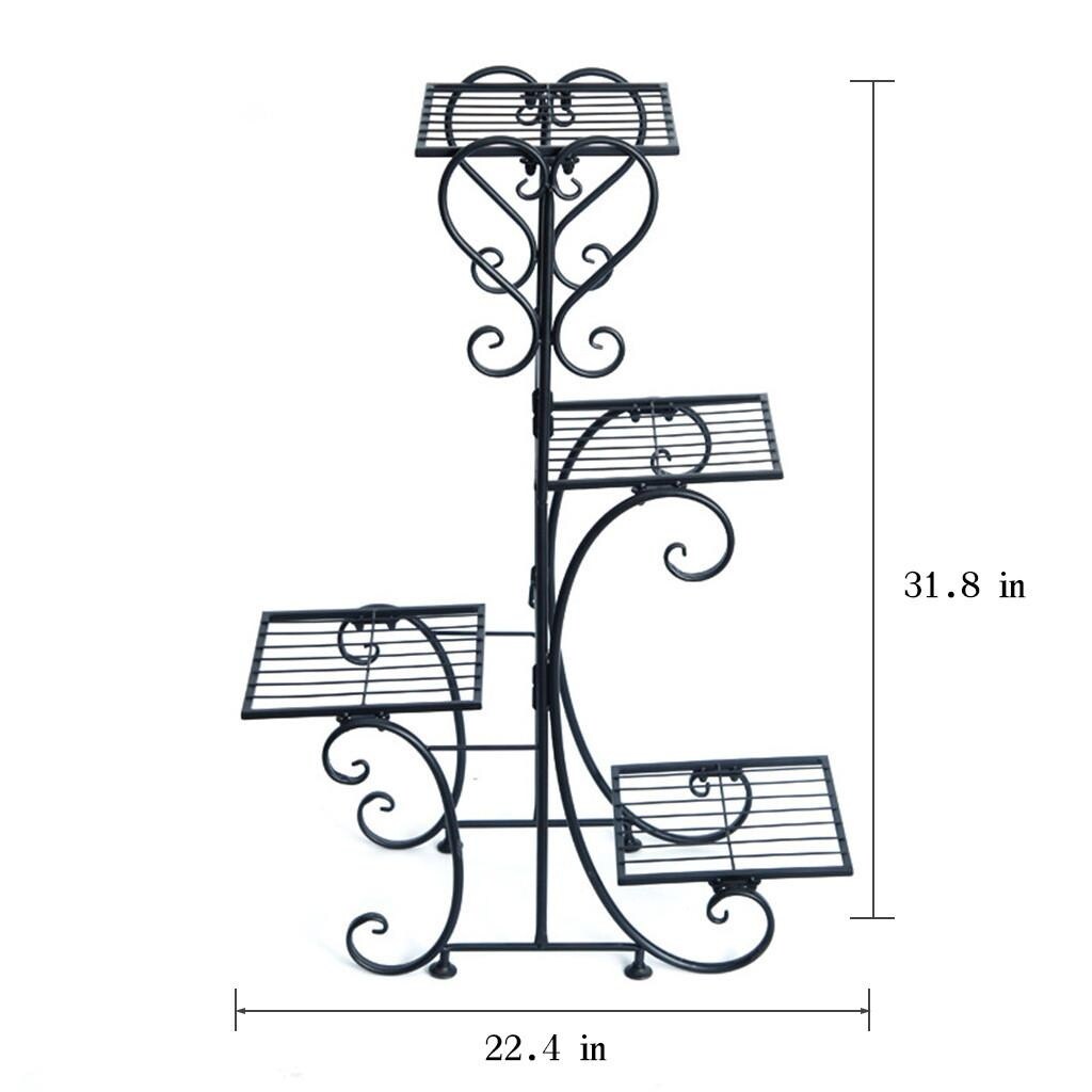 Metal Flower Holder Pot Stand 4 Tier Garden Decoration Display 4 Layer Planter