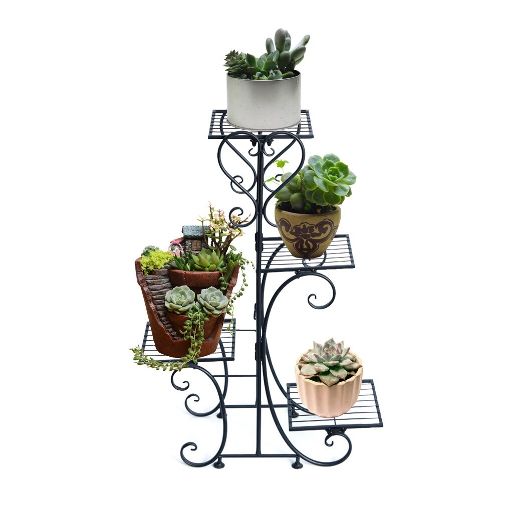 Metal Flower Holder Pot Stand 4 Tier Garden Decoration Display 4 Layer Planter