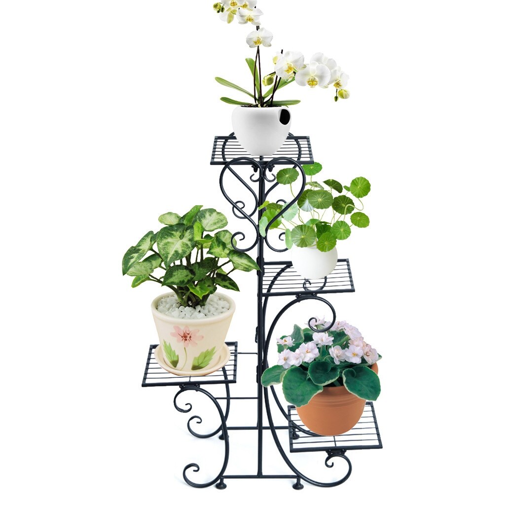 Metal Flower Holder Pot Stand 4 Tier Garden Decoration Display 4 Layer Planter