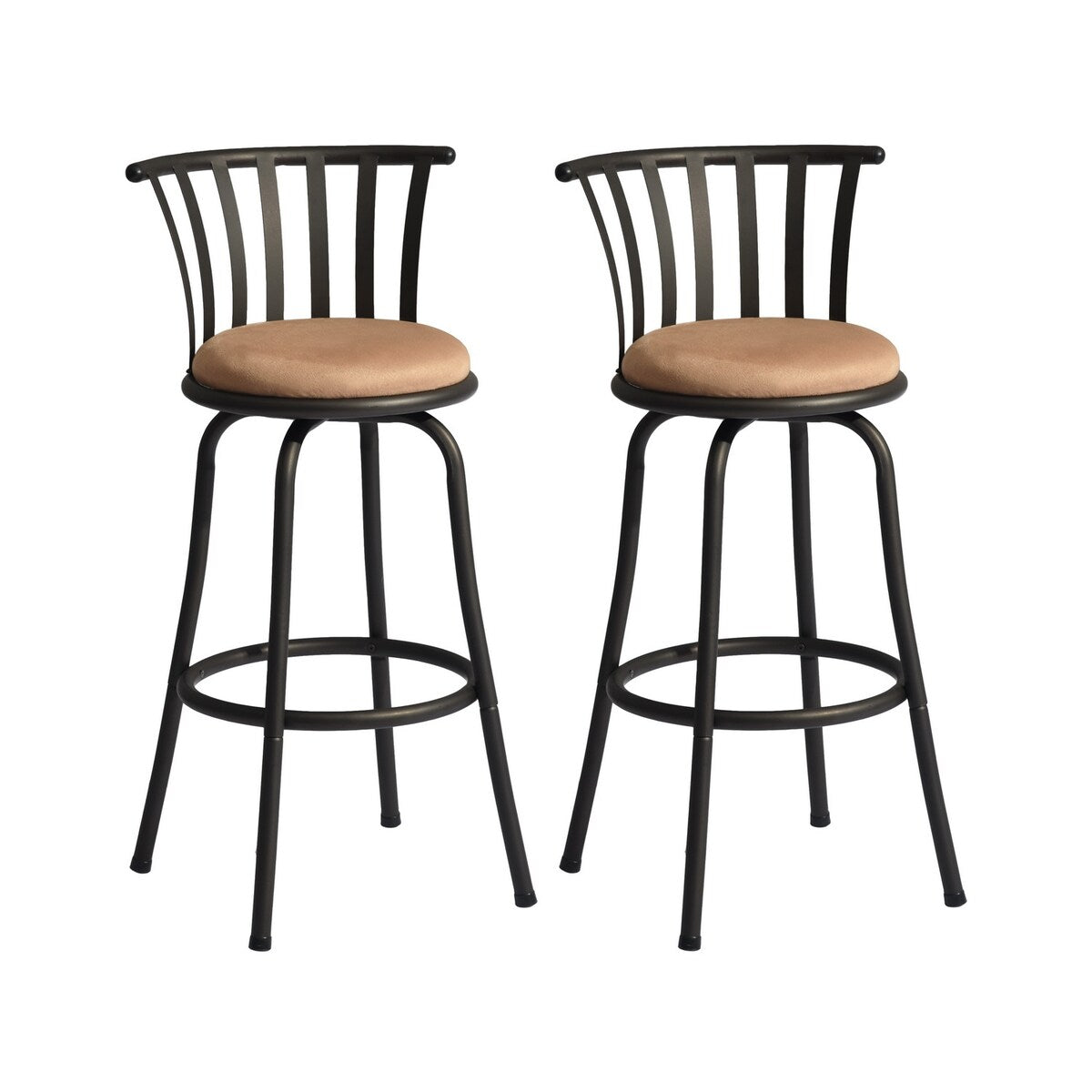 Metal Frame 29'' Swivel Counter Height Bar Stools Set of 2 Metal Frame for Living Room, Kitchen Bar Counter, Brown