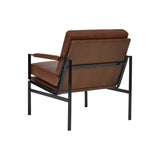 Metal Frame Accent Chair with Leatherette Seat and Back, Brown and Black
