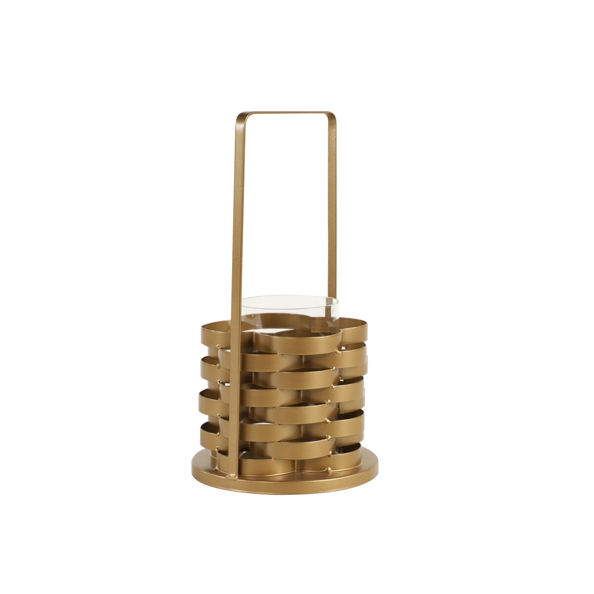 Metal Frame Candle Holder with Glass Hurricane, Large, Gold and Clear