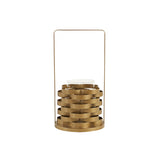 Metal Frame Candle Holder with Glass Hurricane, Large, Gold and Clear