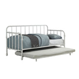 Industrial Style Metal Frame Daybed with Trundle, White