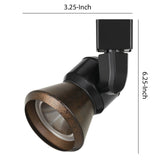 Metal Frame LED Track Fixture with Conical Shade, Black and Bronze