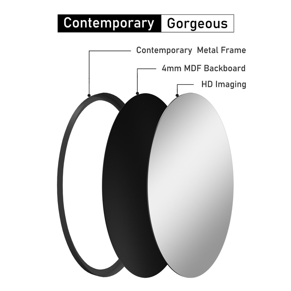 Metal Frame Oval Wall Mirror for Bathroom