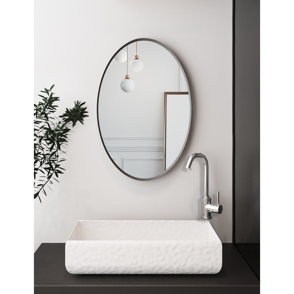 Metal Frame Oval Wall Mirror for Bathroom